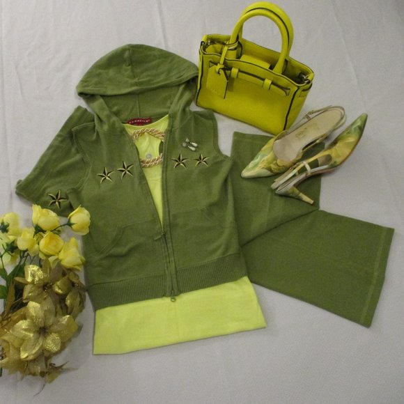 J.J. BASICS SLEEVELESS TWO (2) PIECE JADE KNIT HOODIE SET – L - Picture 6 of 16